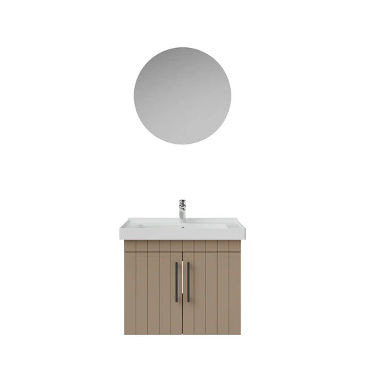 Creavit D20 Lake Çizgili Kapaklı Banyo Dolabı | 65-80-100 cm | Yuvarlak / Kare / Dolaplı Ayna Seçenekli