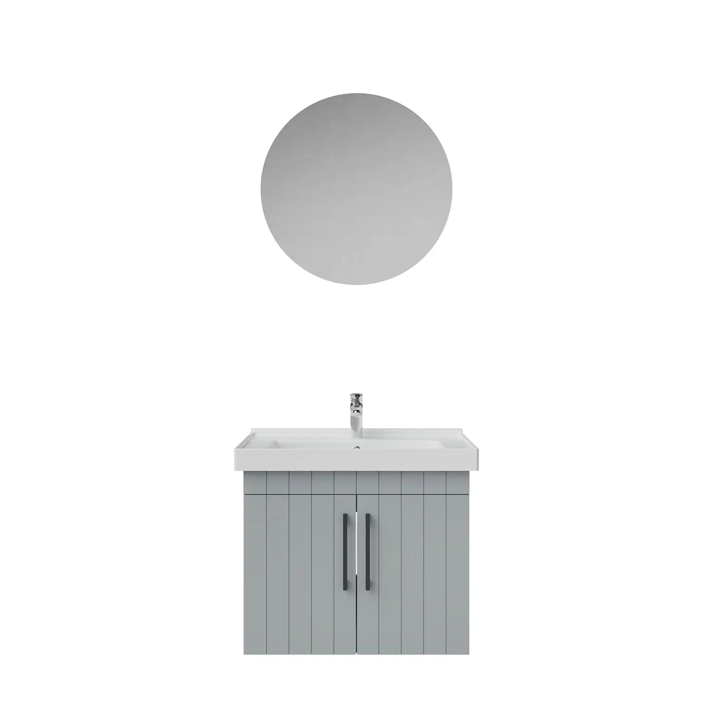 Creavit D20 Lake Çizgili Kapaklı Banyo Dolabı | 65-80-100 cm | Yuvarlak / Kare / Dolaplı Ayna Seçenekli