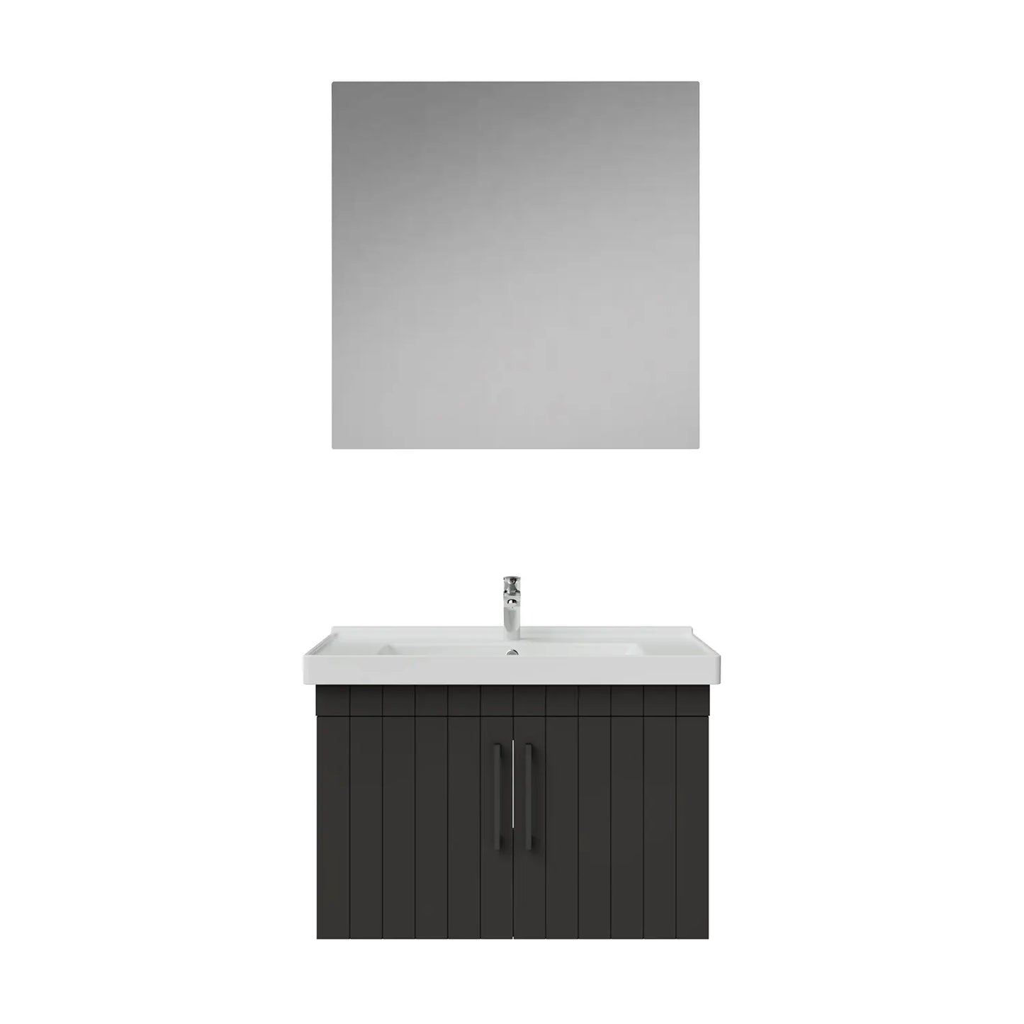 Creavit D20 Lake Çizgili Kapaklı Banyo Dolabı | 65-80-100 cm | Yuvarlak / Kare / Dolaplı Ayna Seçenekli