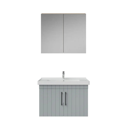 Creavit D20 Lake Çizgili Kapaklı Banyo Dolabı | 65-80-100 cm | Yuvarlak / Kare / Dolaplı Ayna Seçenekli