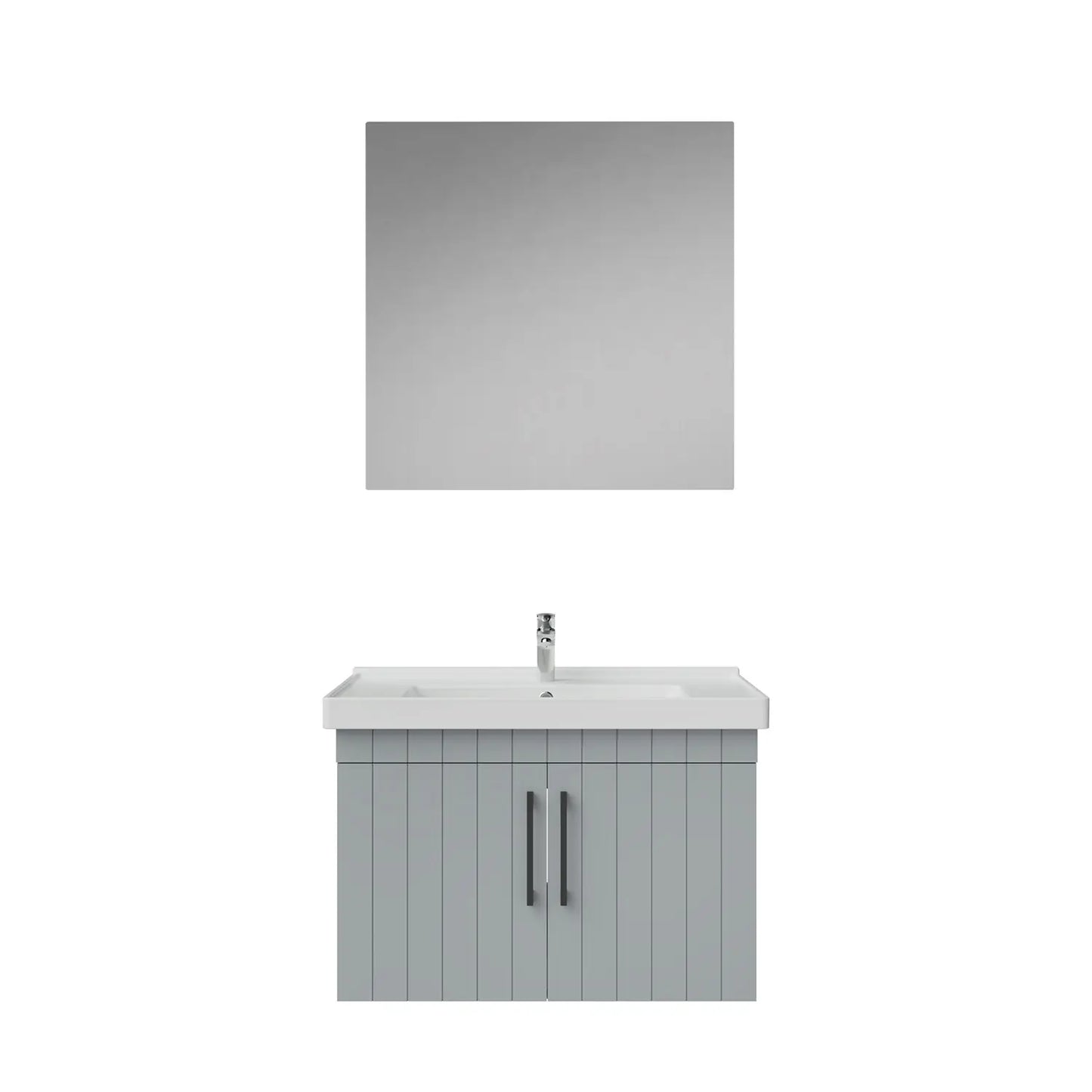 Creavit D20 Lake Çizgili Kapaklı Banyo Dolabı | 65-80-100 cm | Yuvarlak / Kare / Dolaplı Ayna Seçenekli