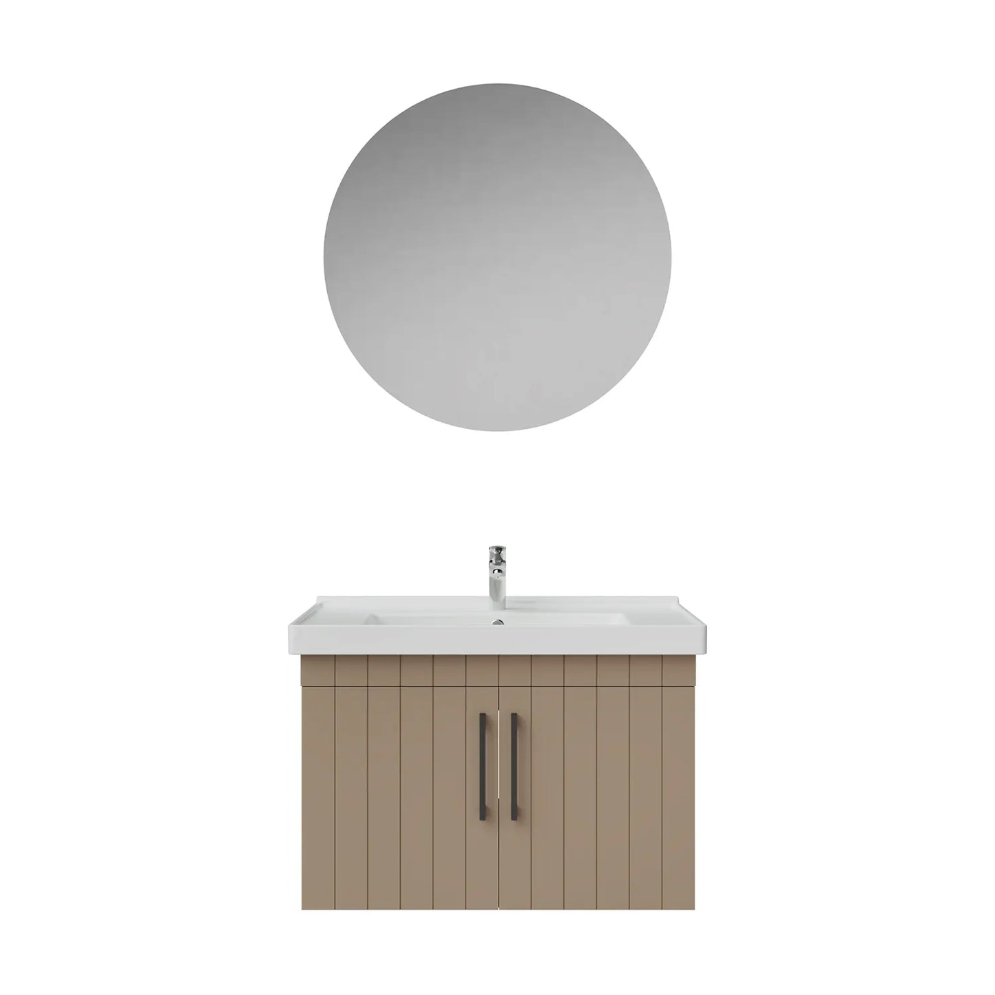 Creavit D20 Lake Çizgili Kapaklı Banyo Dolabı | 65-80-100 cm | Yuvarlak / Kare / Dolaplı Ayna Seçenekli