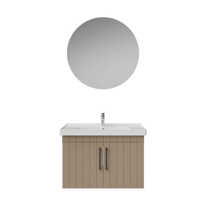 Creavit D20 Lake Çizgili Kapaklı Banyo Dolabı | 65-80-100 cm | Yuvarlak / Kare / Dolaplı Ayna Seçenekli