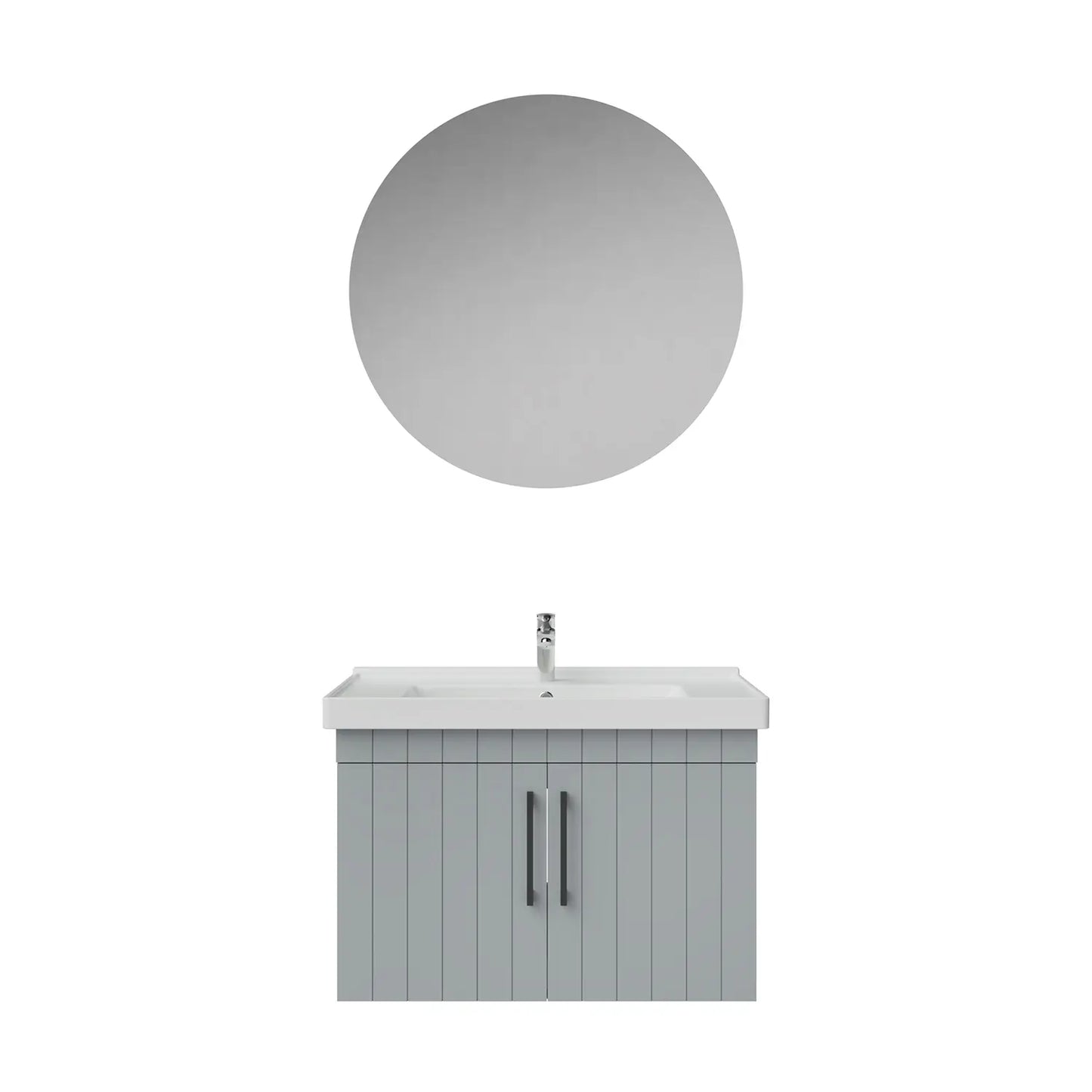 Creavit D20 Lake Çizgili Kapaklı Banyo Dolabı | 65-80-100 cm | Yuvarlak / Kare / Dolaplı Ayna Seçenekli