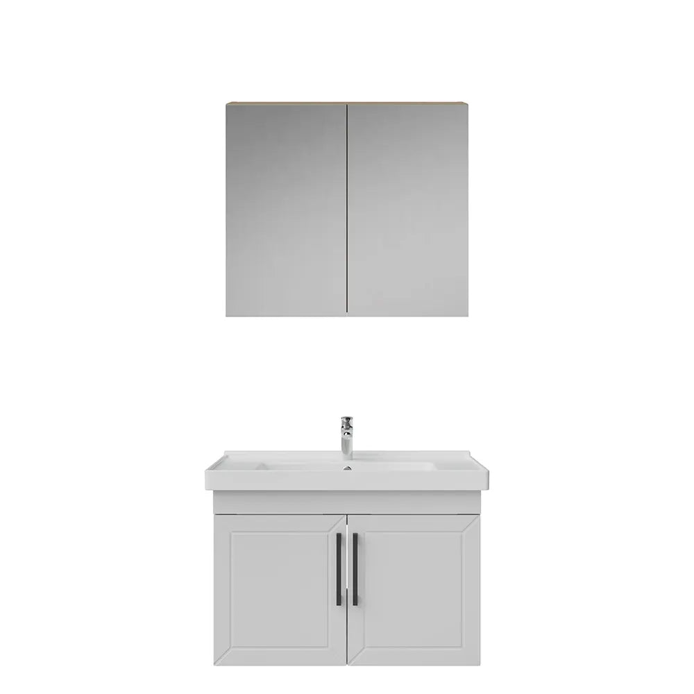 Creavit D20 Lake Desenli Kapaklı Banyo Dolabı | 65-80-100 cm | Yuvarlak / Kare / Dolaplı Ayna Seçenekli