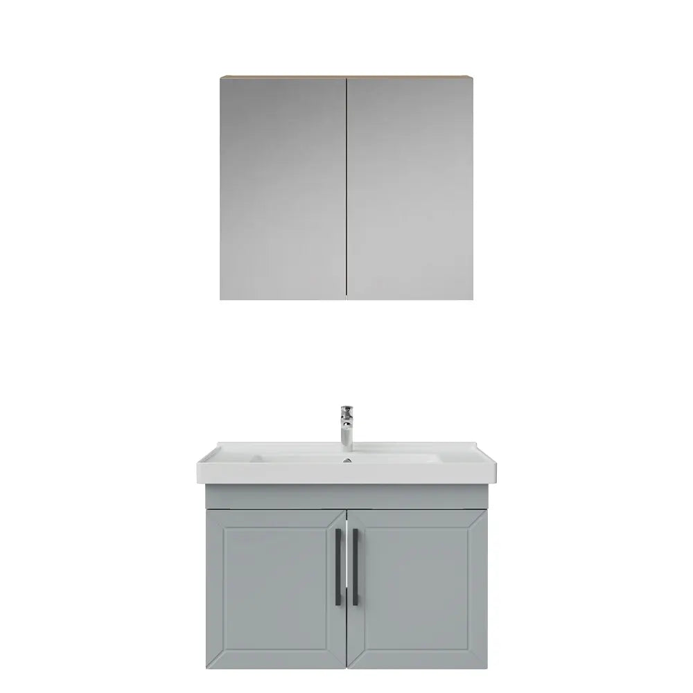 Creavit D20 Lake Desenli Kapaklı Banyo Dolabı | 65-80-100 cm | Yuvarlak / Kare / Dolaplı Ayna Seçenekli