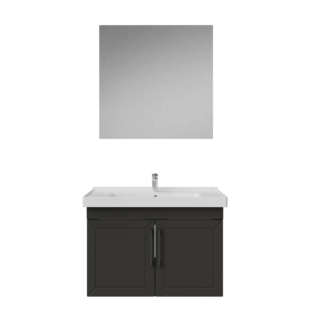 Creavit D20 Lake Desenli Kapaklı Banyo Dolabı | 65-80-100 cm | Yuvarlak / Kare / Dolaplı Ayna Seçenekli