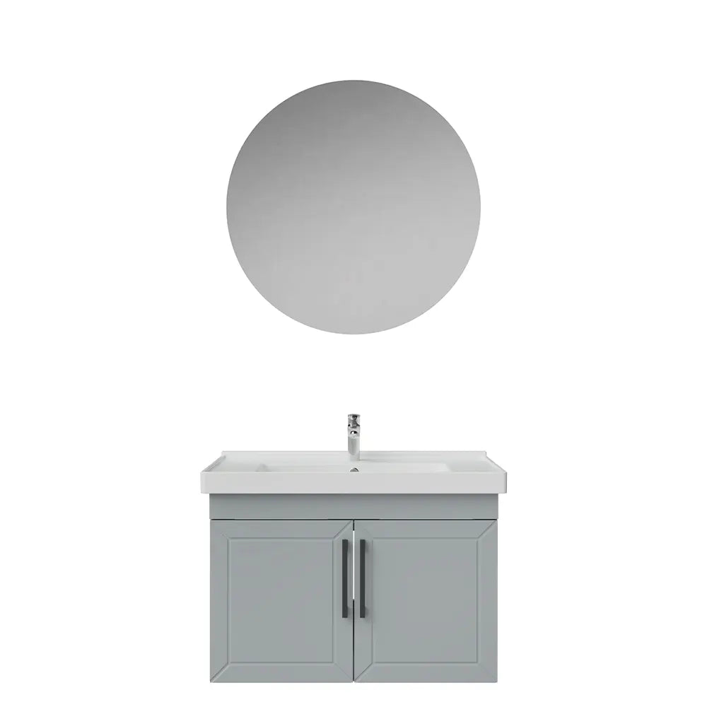 Creavit D20 Lake Desenli Kapaklı Banyo Dolabı | 65-80-100 cm | Yuvarlak / Kare / Dolaplı Ayna Seçenekli