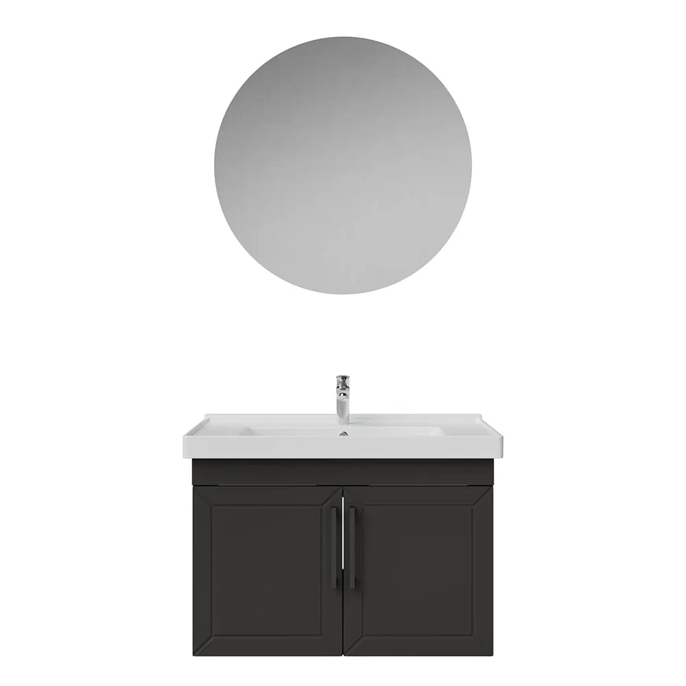 Creavit D20 Lake Desenli Kapaklı Banyo Dolabı | 65-80-100 cm | Yuvarlak / Kare / Dolaplı Ayna Seçenekli