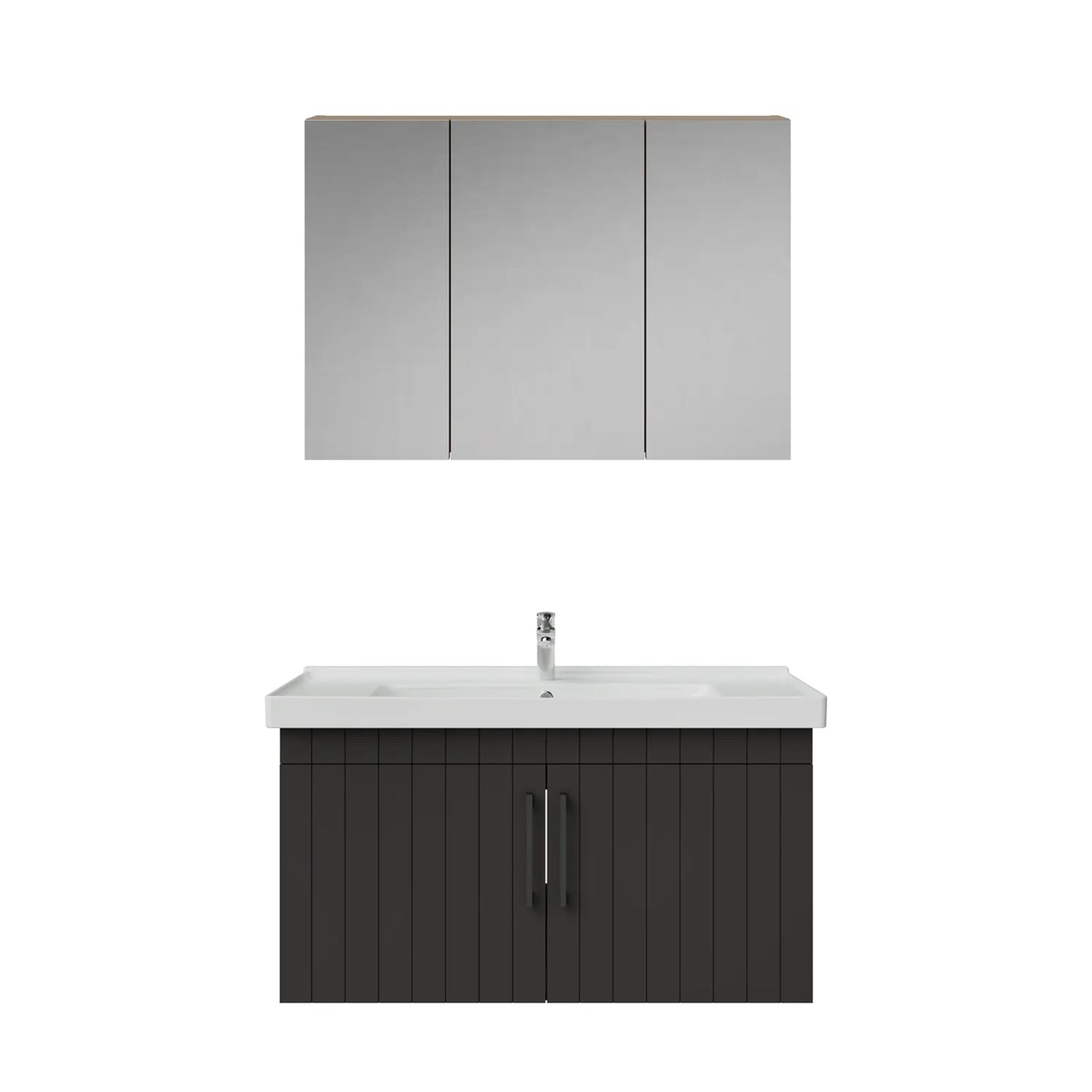 Creavit D20 Lake Çizgili Kapaklı Banyo Dolabı | 65-80-100 cm | Yuvarlak / Kare / Dolaplı Ayna Seçenekli