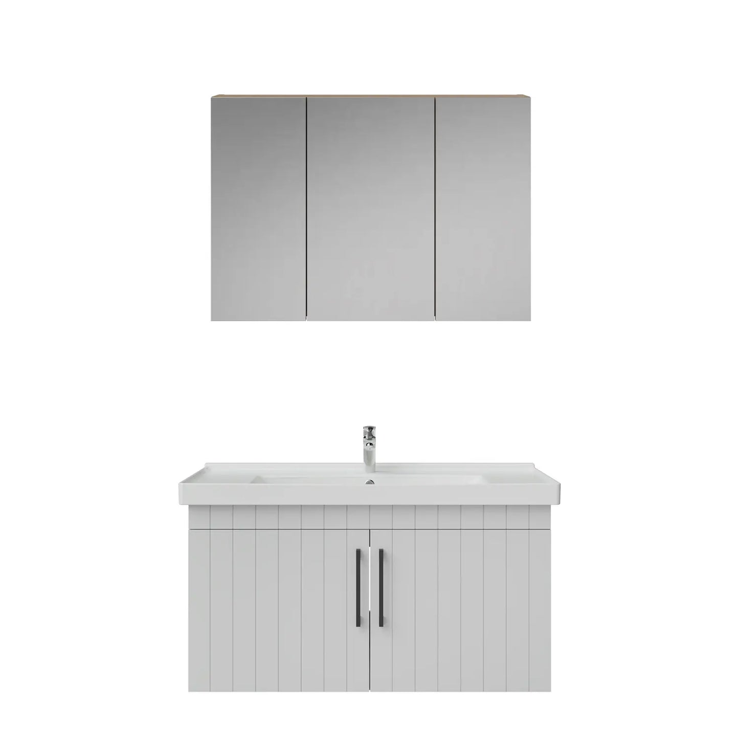 Creavit D20 Lake Çizgili Kapaklı Banyo Dolabı | 65-80-100 cm | Yuvarlak / Kare / Dolaplı Ayna Seçenekli