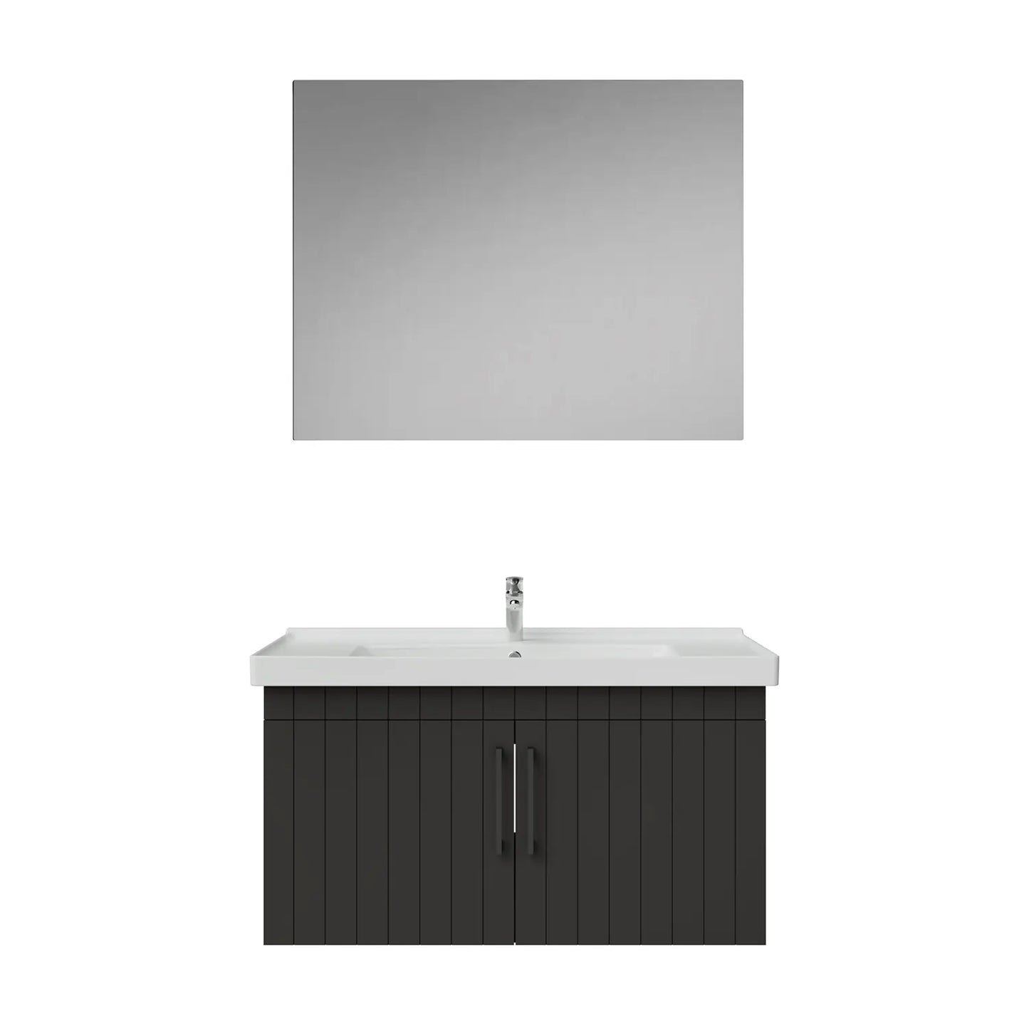 Creavit D20 Lake Çizgili Kapaklı Banyo Dolabı | 65-80-100 cm | Yuvarlak / Kare / Dolaplı Ayna Seçenekli