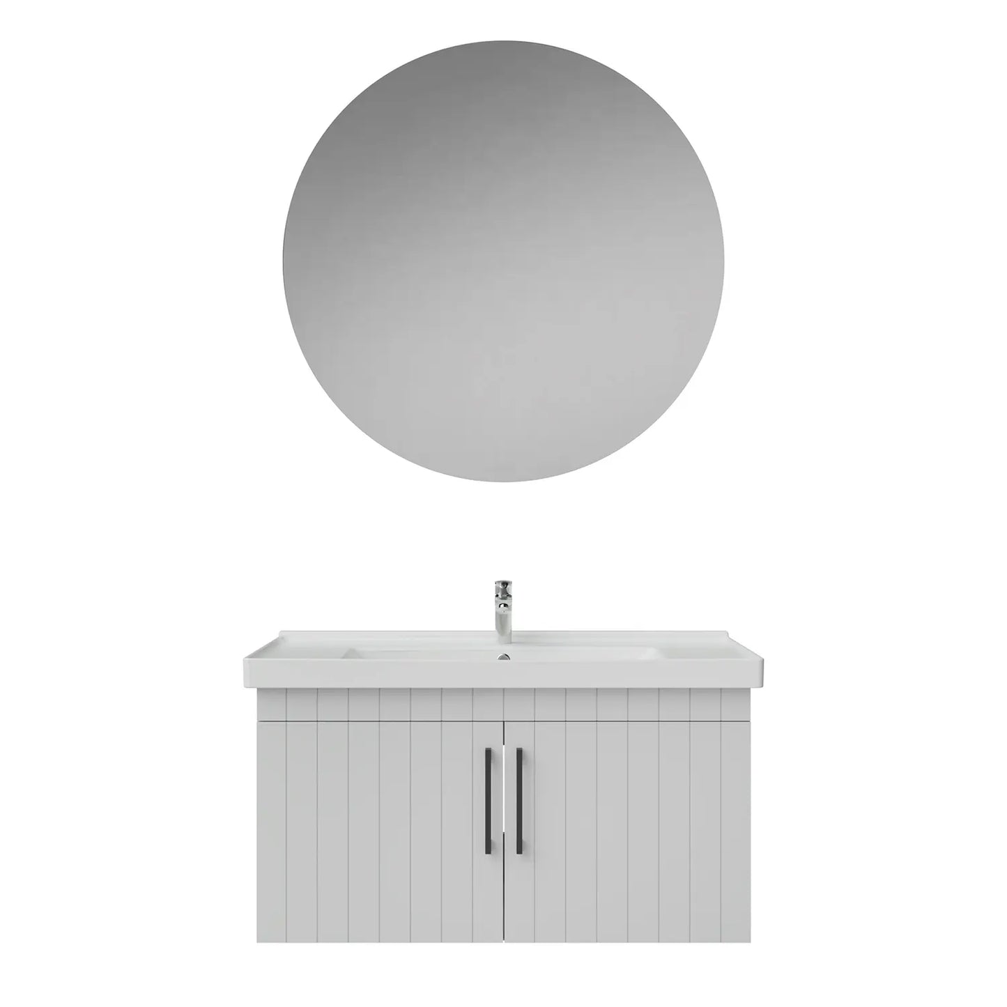 Creavit D20 Lake Çizgili Kapaklı Banyo Dolabı | 65-80-100 cm | Yuvarlak / Kare / Dolaplı Ayna Seçenekli