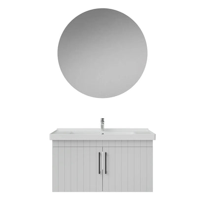 Creavit D20 Lake Çizgili Kapaklı Banyo Dolabı | 65-80-100 cm | Yuvarlak / Kare / Dolaplı Ayna Seçenekli
