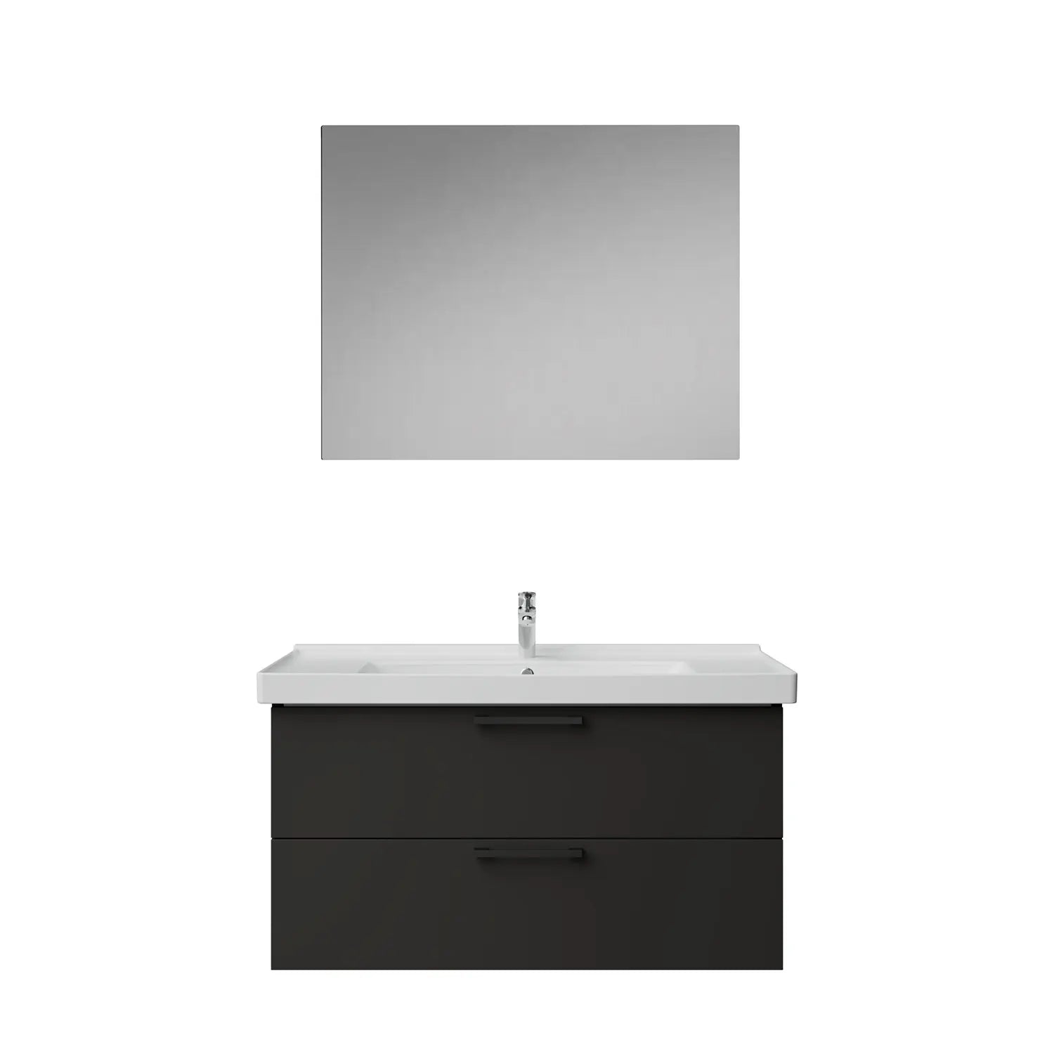 Creavit D20 Melamin Çekmeceli Banyo Dolabı | 65-80-100 cm | Yuvarlak / Kare / Dolaplı Ayna Seçenekli - ANTRASİT - 100 CM - KARE