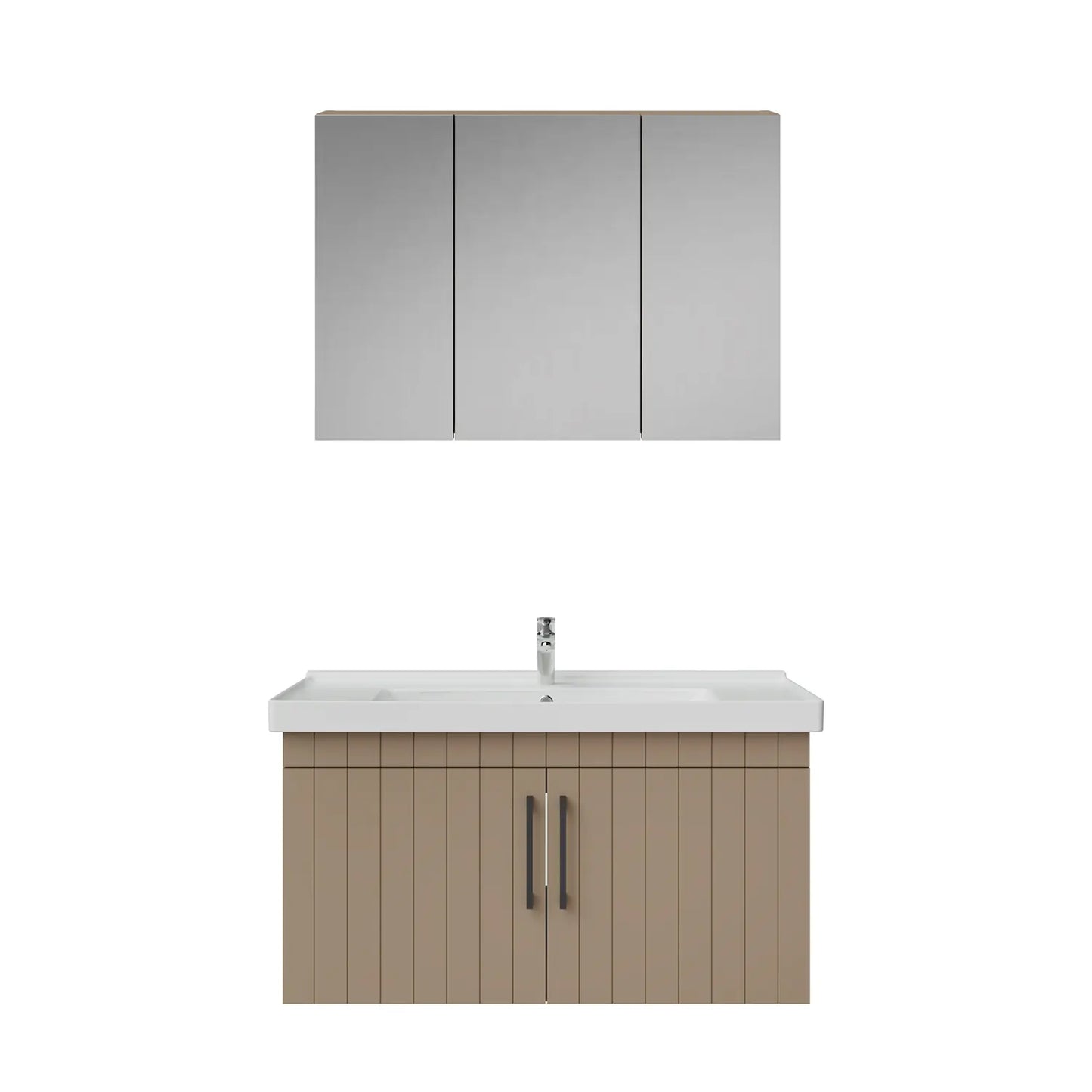 Creavit D20 Lake Çizgili Kapaklı Banyo Dolabı | 65-80-100 cm | Yuvarlak / Kare / Dolaplı Ayna Seçenekli