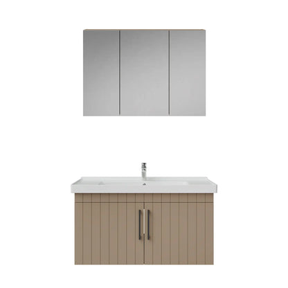 Creavit D20 Lake Çizgili Kapaklı Banyo Dolabı | 65-80-100 cm | Yuvarlak / Kare / Dolaplı Ayna Seçenekli
