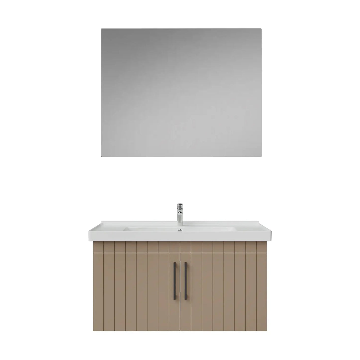 Creavit D20 Lake Çizgili Kapaklı Banyo Dolabı | 65-80-100 cm | Yuvarlak / Kare / Dolaplı Ayna Seçenekli