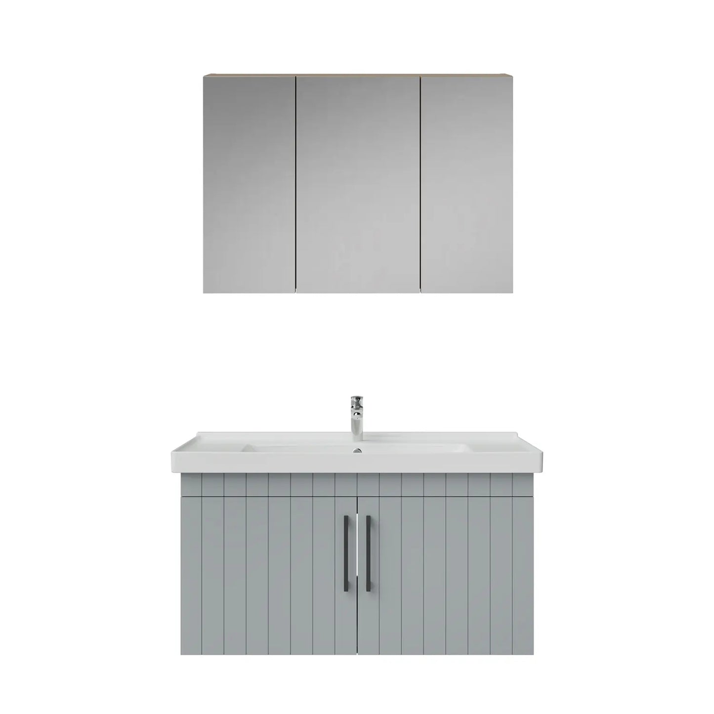 Creavit D20 Lake Çizgili Kapaklı Banyo Dolabı | 65-80-100 cm | Yuvarlak / Kare / Dolaplı Ayna Seçenekli