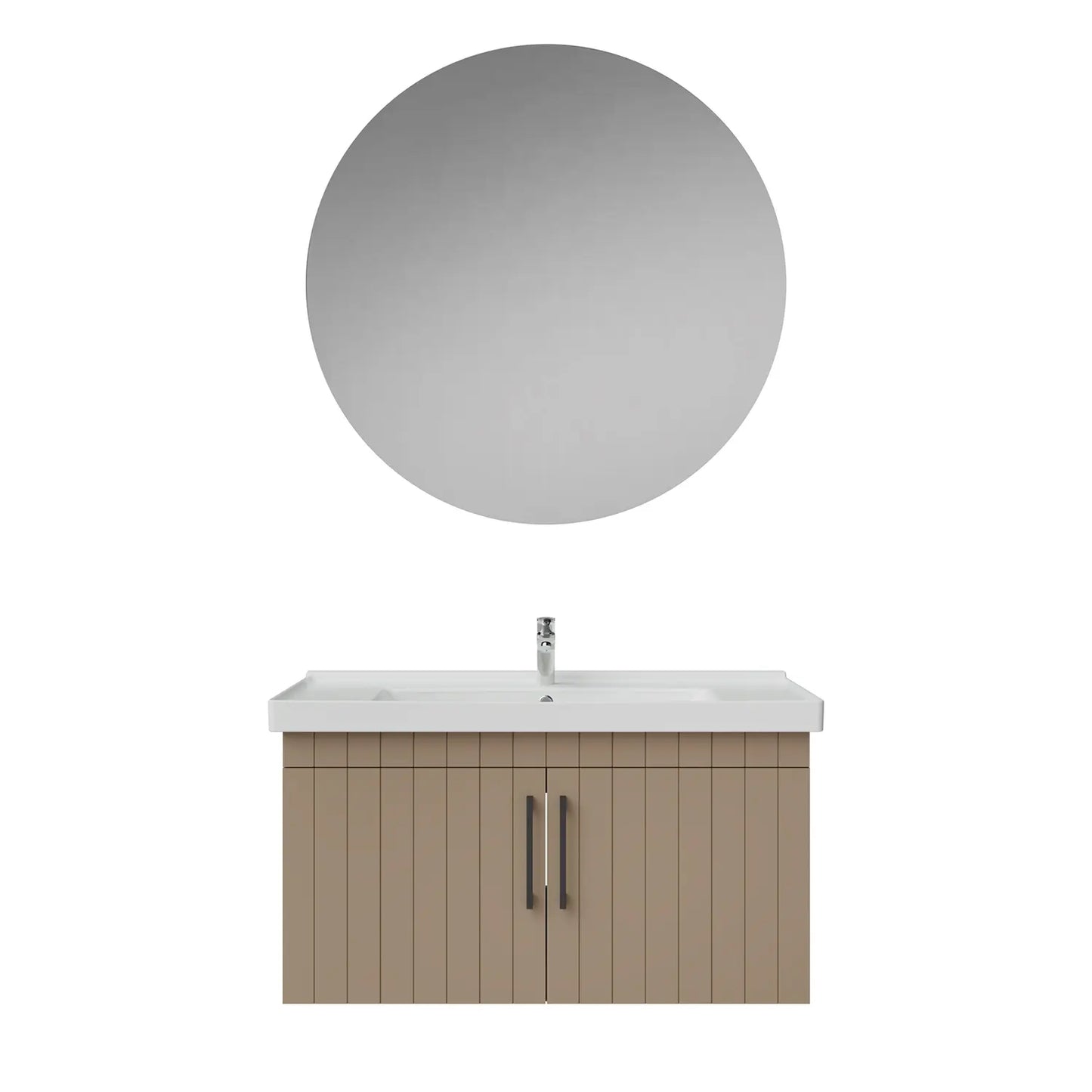 Creavit D20 Lake Çizgili Kapaklı Banyo Dolabı | 65-80-100 cm | Yuvarlak / Kare / Dolaplı Ayna Seçenekli