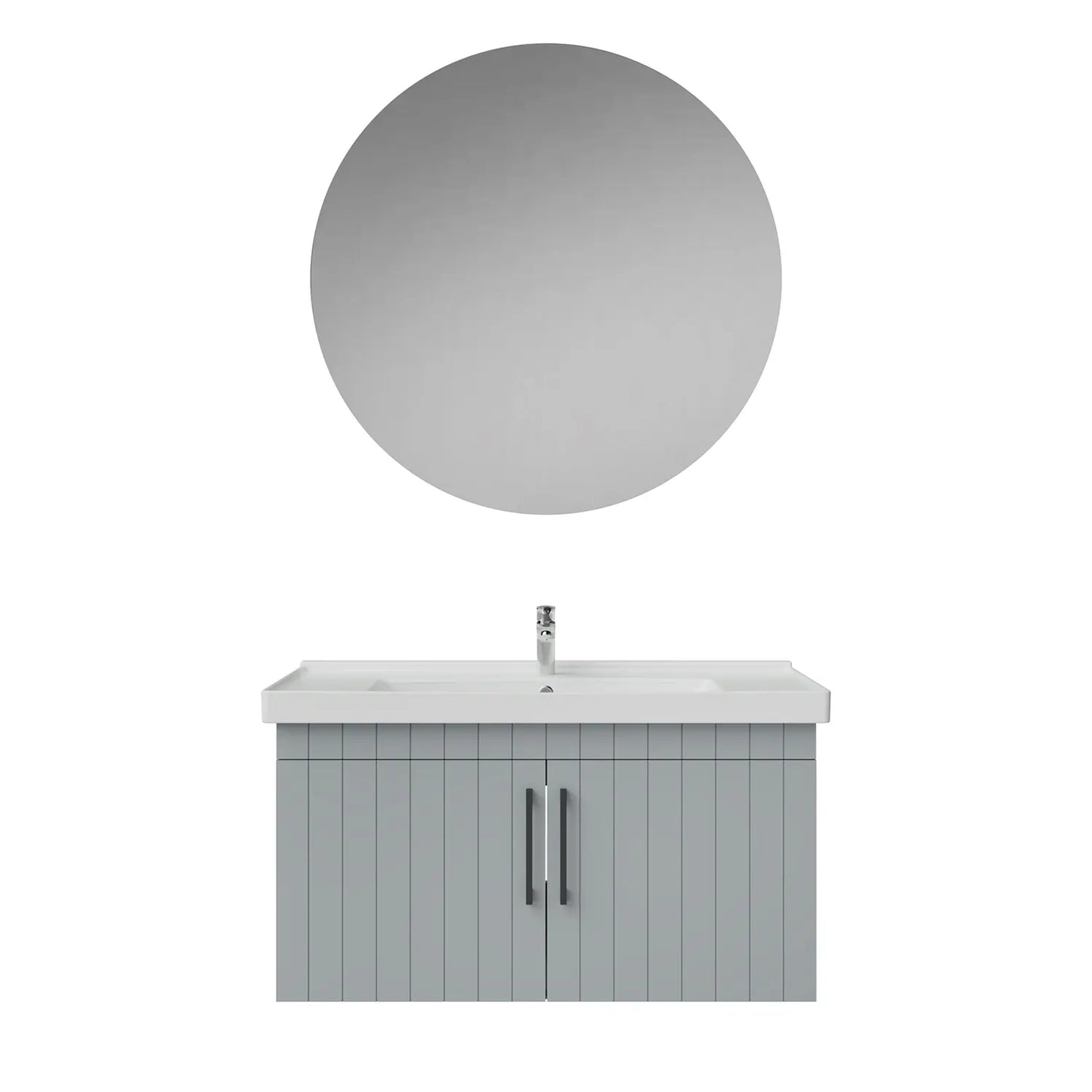 Creavit D20 Lake Çizgili Kapaklı Banyo Dolabı | 65-80-100 cm | Yuvarlak / Kare / Dolaplı Ayna Seçenekli