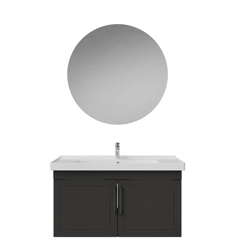 Creavit D20 Lake Desenli Kapaklı Banyo Dolabı | 65-80-100 cm | Yuvarlak / Kare / Dolaplı Ayna Seçenekli