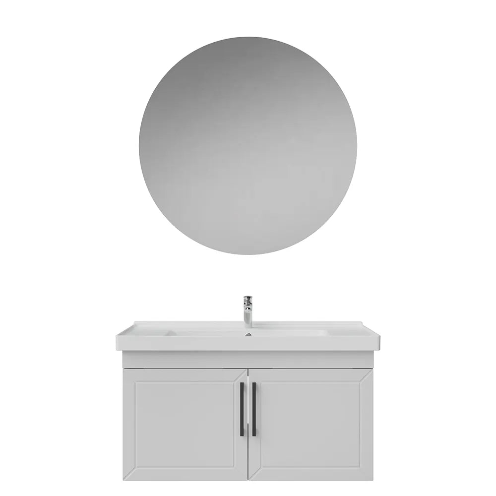 Creavit D20 Lake Desenli Kapaklı Banyo Dolabı | 65-80-100 cm | Yuvarlak / Kare / Dolaplı Ayna Seçenekli