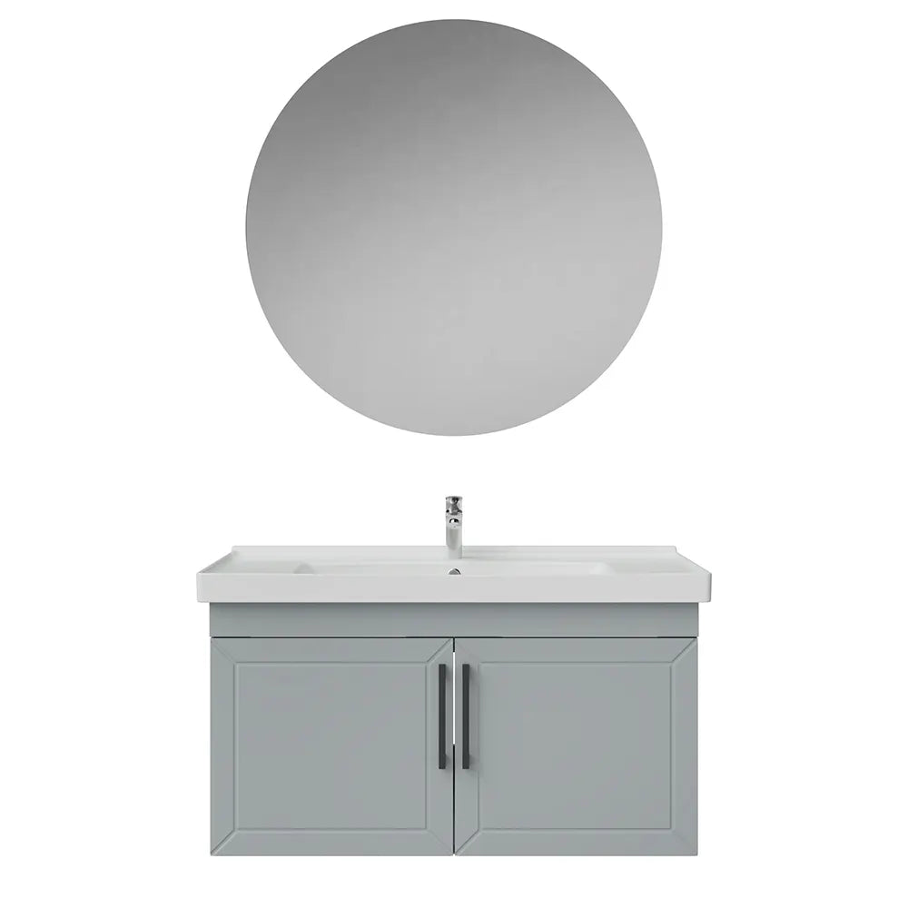 Creavit D20 Lake Desenli Kapaklı Banyo Dolabı | 65-80-100 cm | Yuvarlak / Kare / Dolaplı Ayna Seçenekli