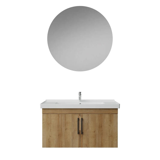 Creavit D20 Melamin Kapaklı Banyo Dolabı | 65-80-100 cm | Yuvarlak / Kare / Dolaplı Ayna Seçenekli