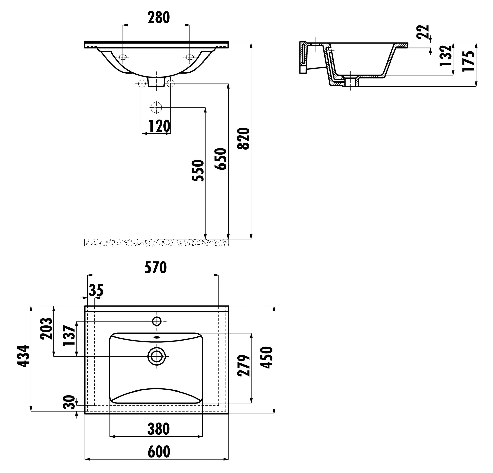 Creavit Su Etajerli Mobilya Uyumlu Lavabo 60 cm SU060-00CB00E-0000