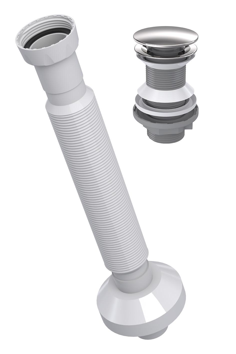 İz Yapı Felix Lavabo Sifonu Körüklü Sifon Pup-Up Basmalı Krom Paslanmaz Çelik Kafa Taşmasız 220039 - Banyovit