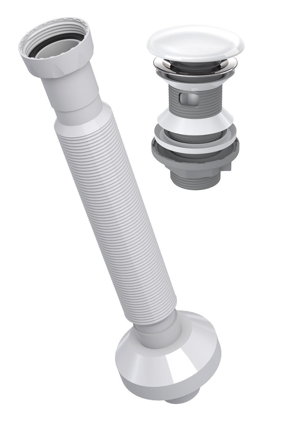 İz Yapı Elixir Lavabo Sifonu Körüklü Sifon Pup-Up Basmalı Beyaz Seremik Kafa Taşmalı 220345 - Banyovit