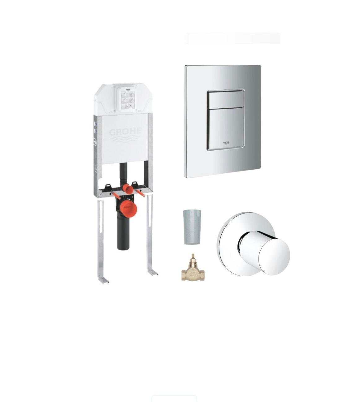 Grohe Uniset 8 cm Gömme Rezervuar Montaj Seti - Gömme Rezervuar + Kare Kumanda Paneli + Ara Kesme Valfi (Kopya)