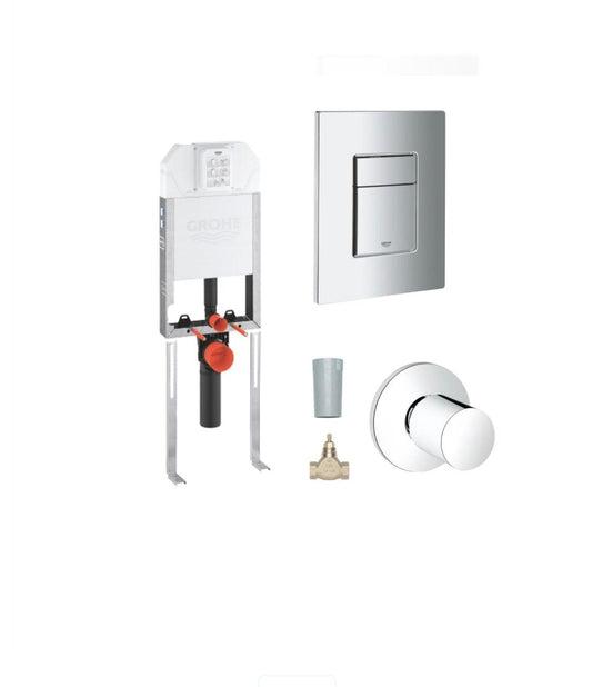 Grohe Uniset 8 cm Gömme Rezervuar Montaj Seti - Gömme Rezervuar + Kare Kumanda Paneli + Ara Kesme Valfi (Kopya)