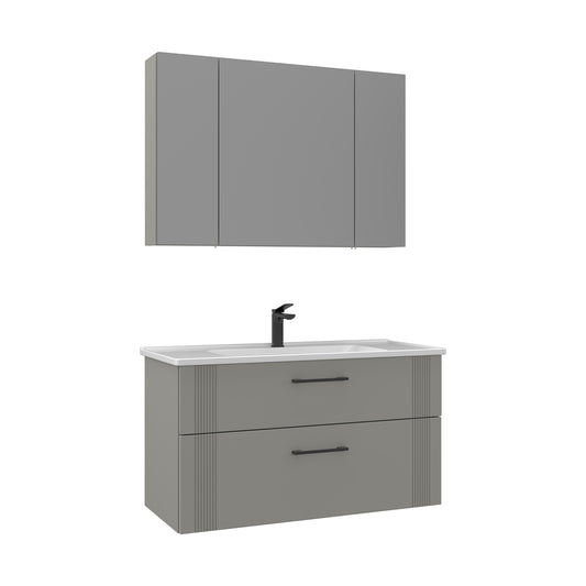 Orka Bari V2 100 cm Çekmeceli Aynalı Dolaplı Banyo Dolabı Takımı | Dolaplı | Kaşmir