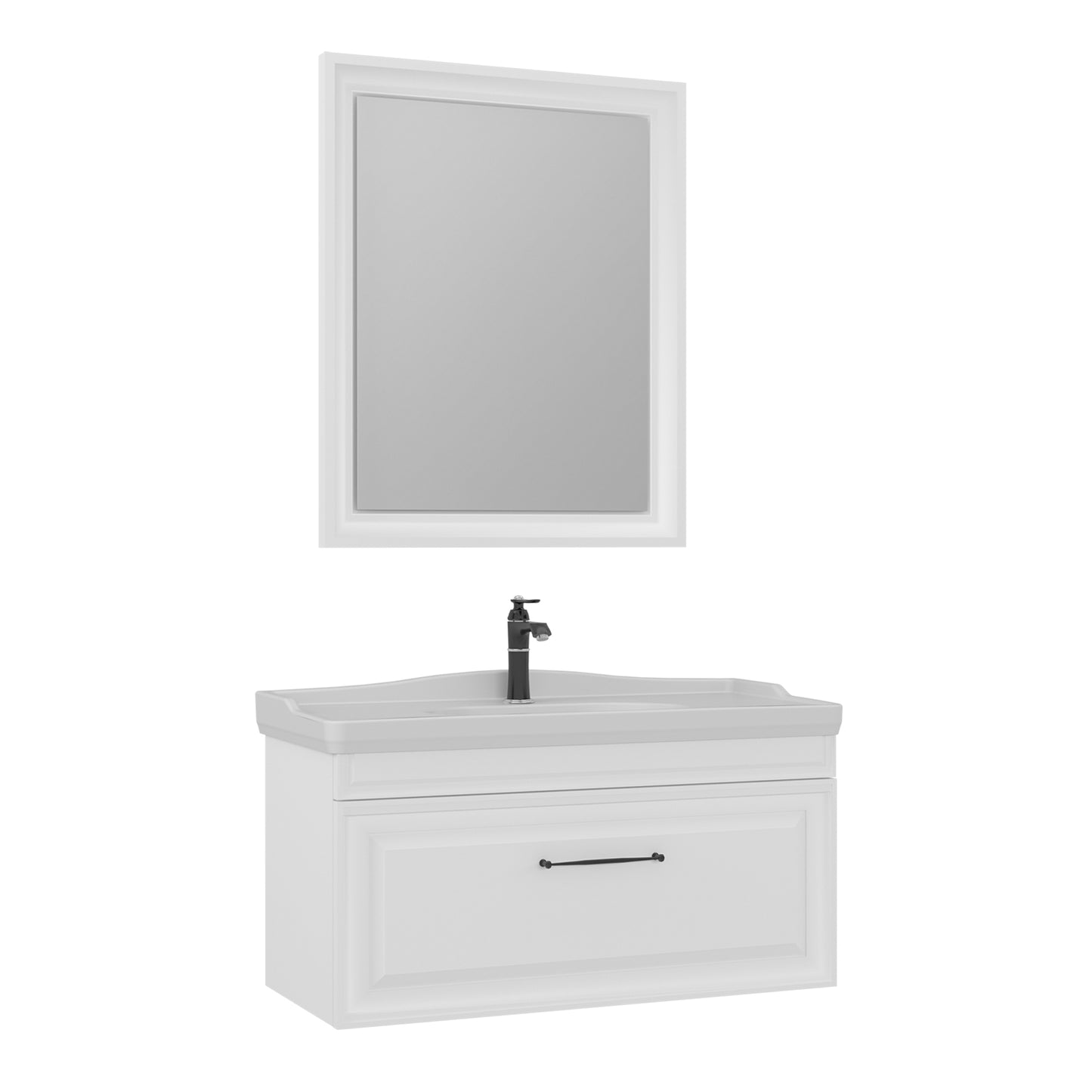 Orka Design 105 cm Banyo Dolabı Takımı | Mat Beyaz
