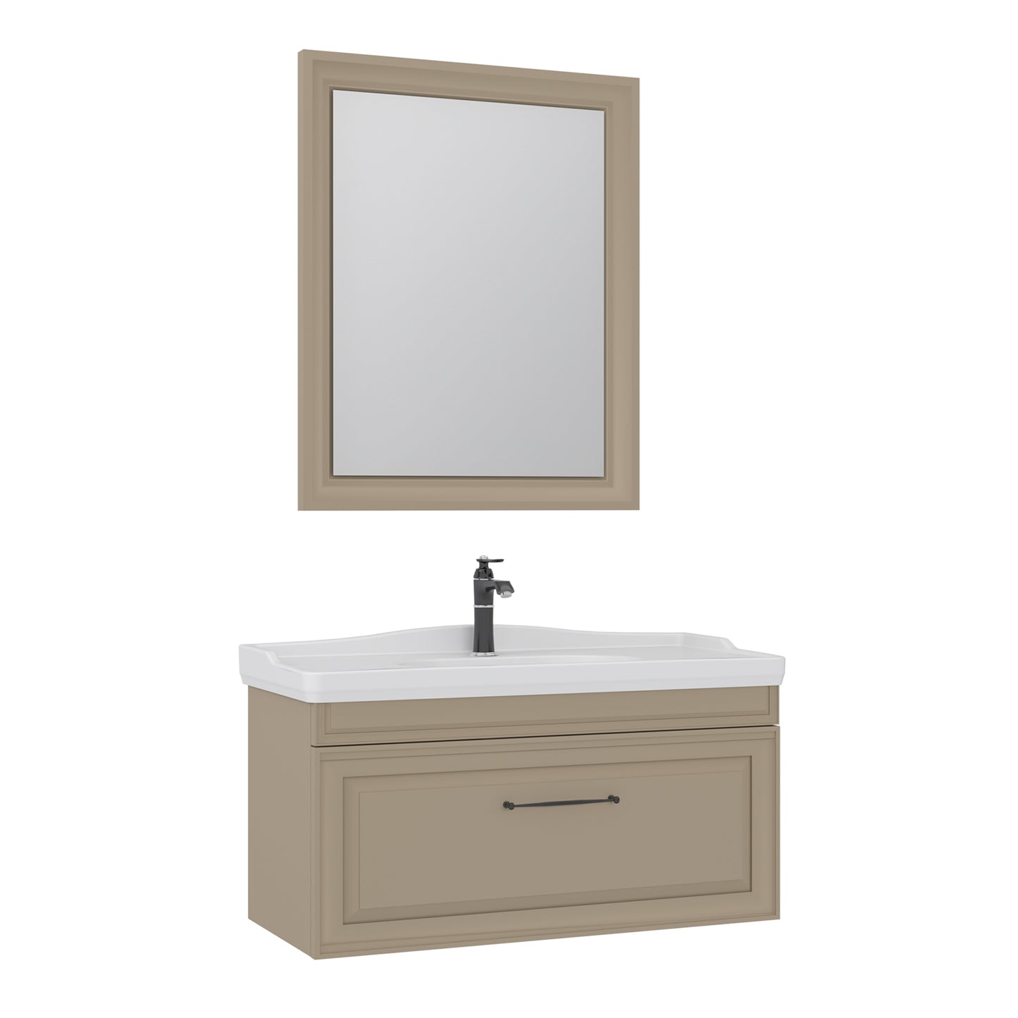 Orka Design 105 cm Banyo Dolabı Takımı | Mat Vizon