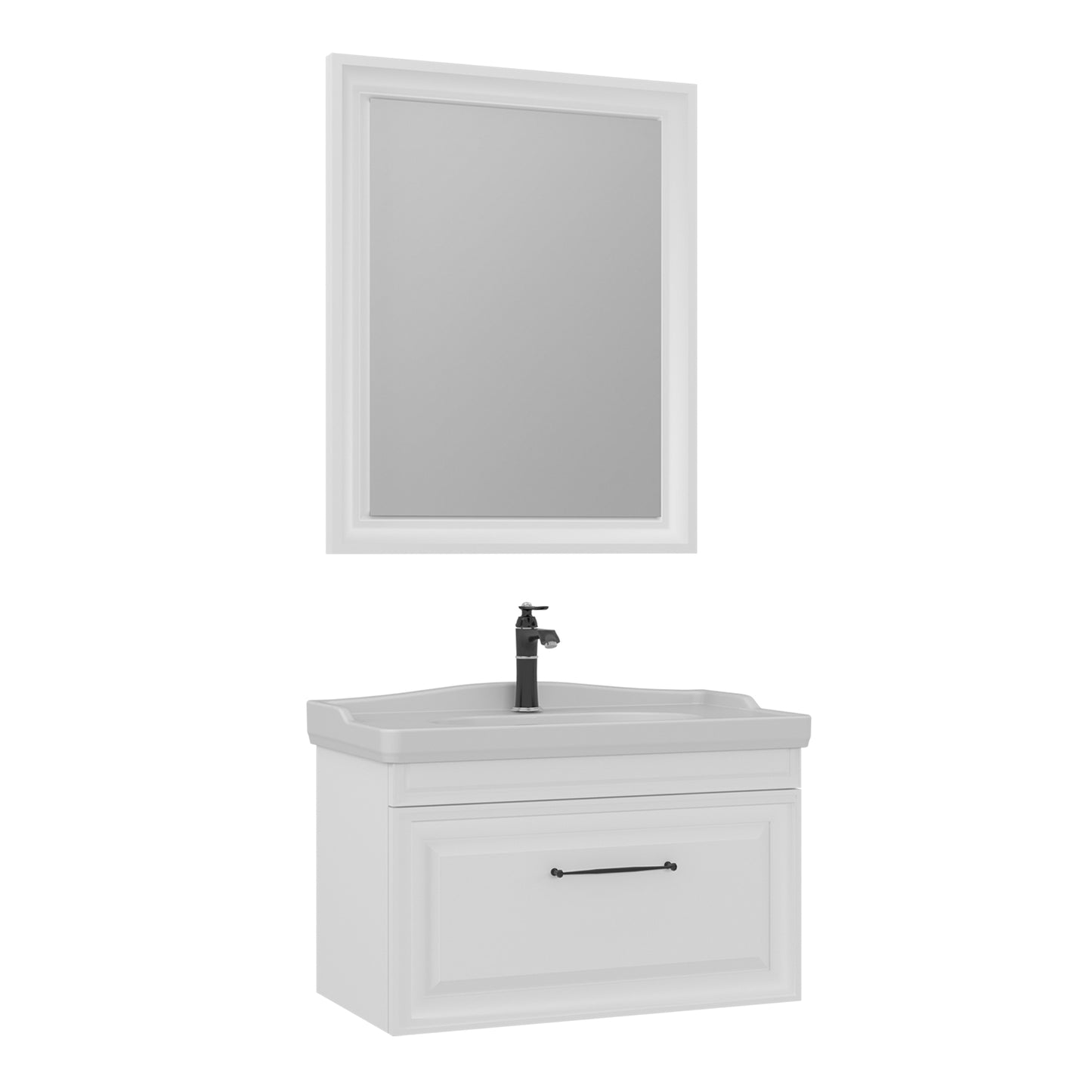 Orka Design 85 cm Banyo Dolabı Takımı | Mat Beyaz