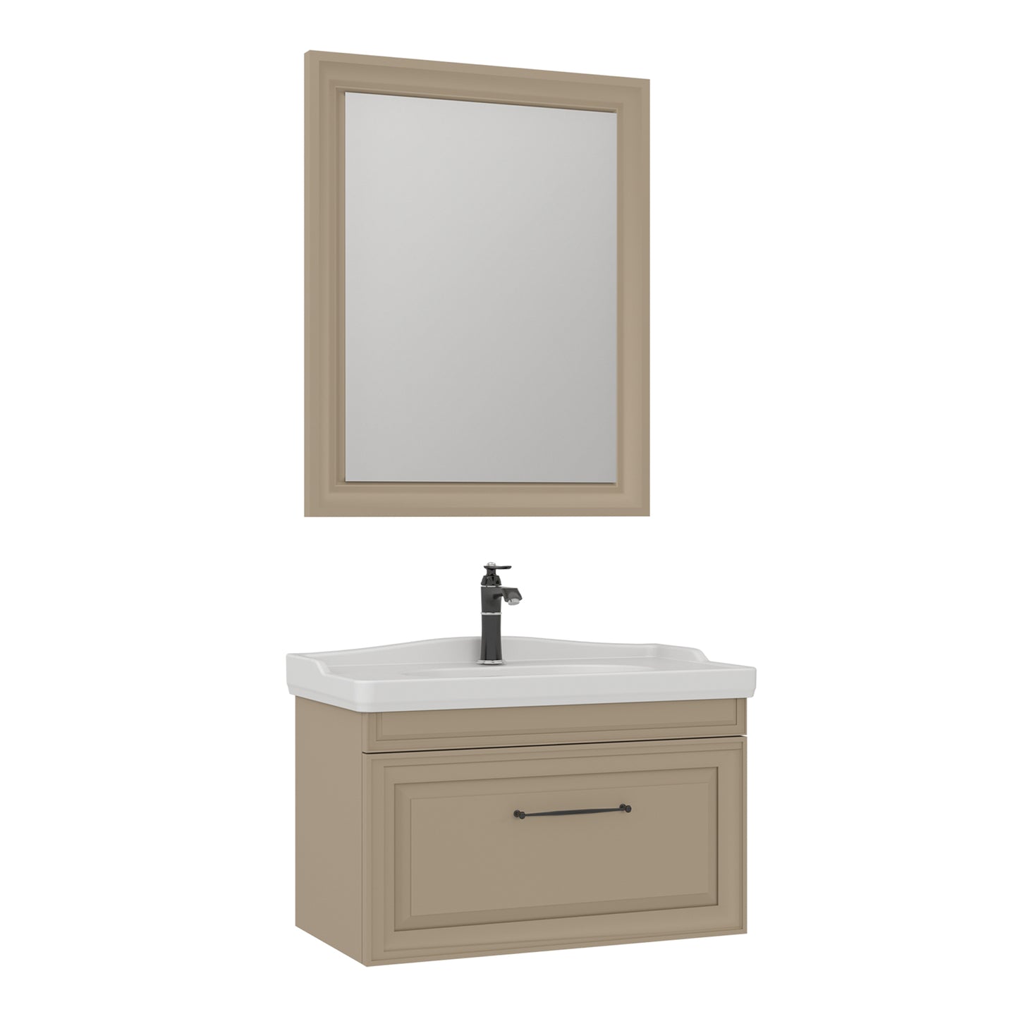 Orka Design 85 cm Banyo Dolabı Takımı | Mat Vizon
