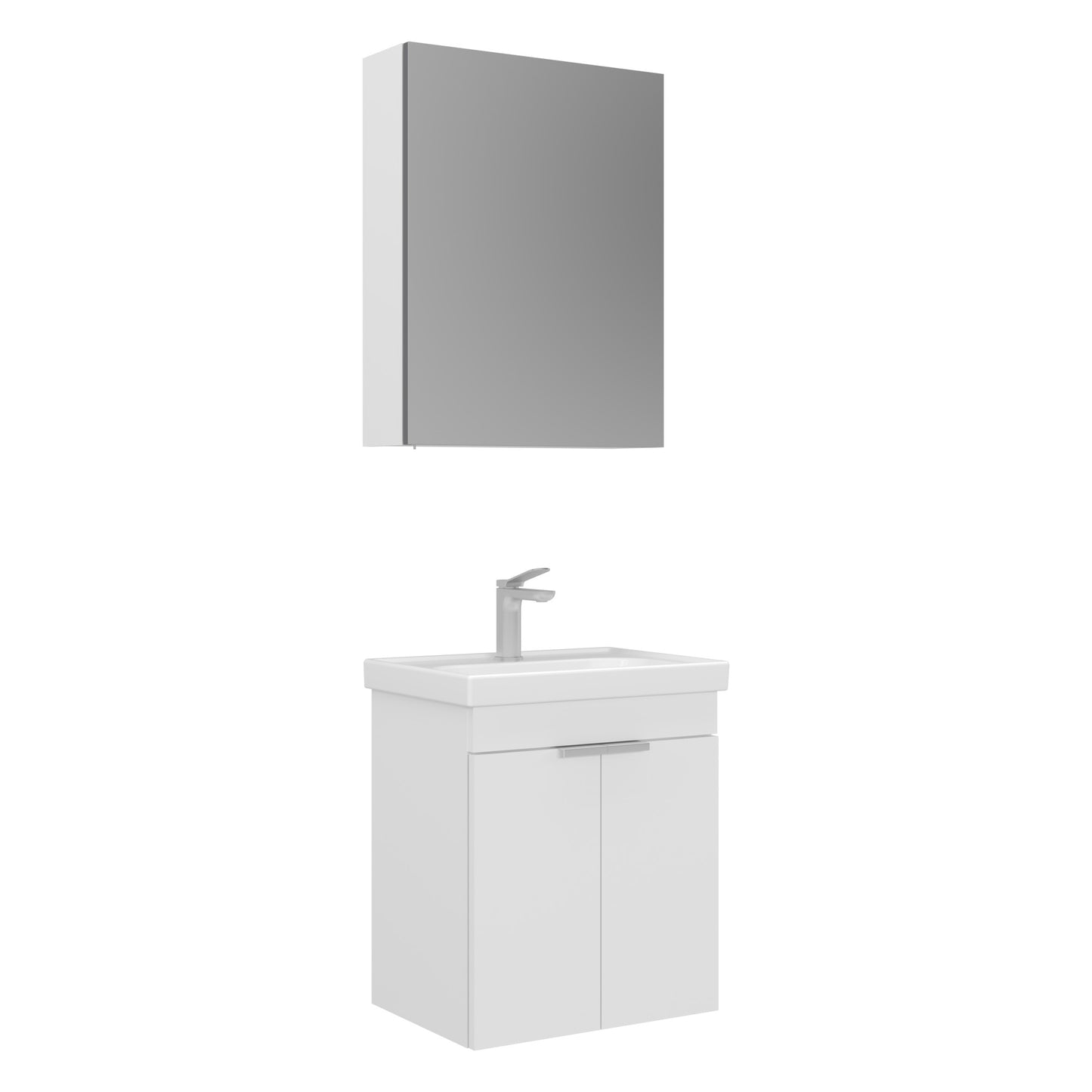 Orka Desna 50 cm Banyo Dolabı Takımı | Ayna Dolaplı | Mat Beyaz