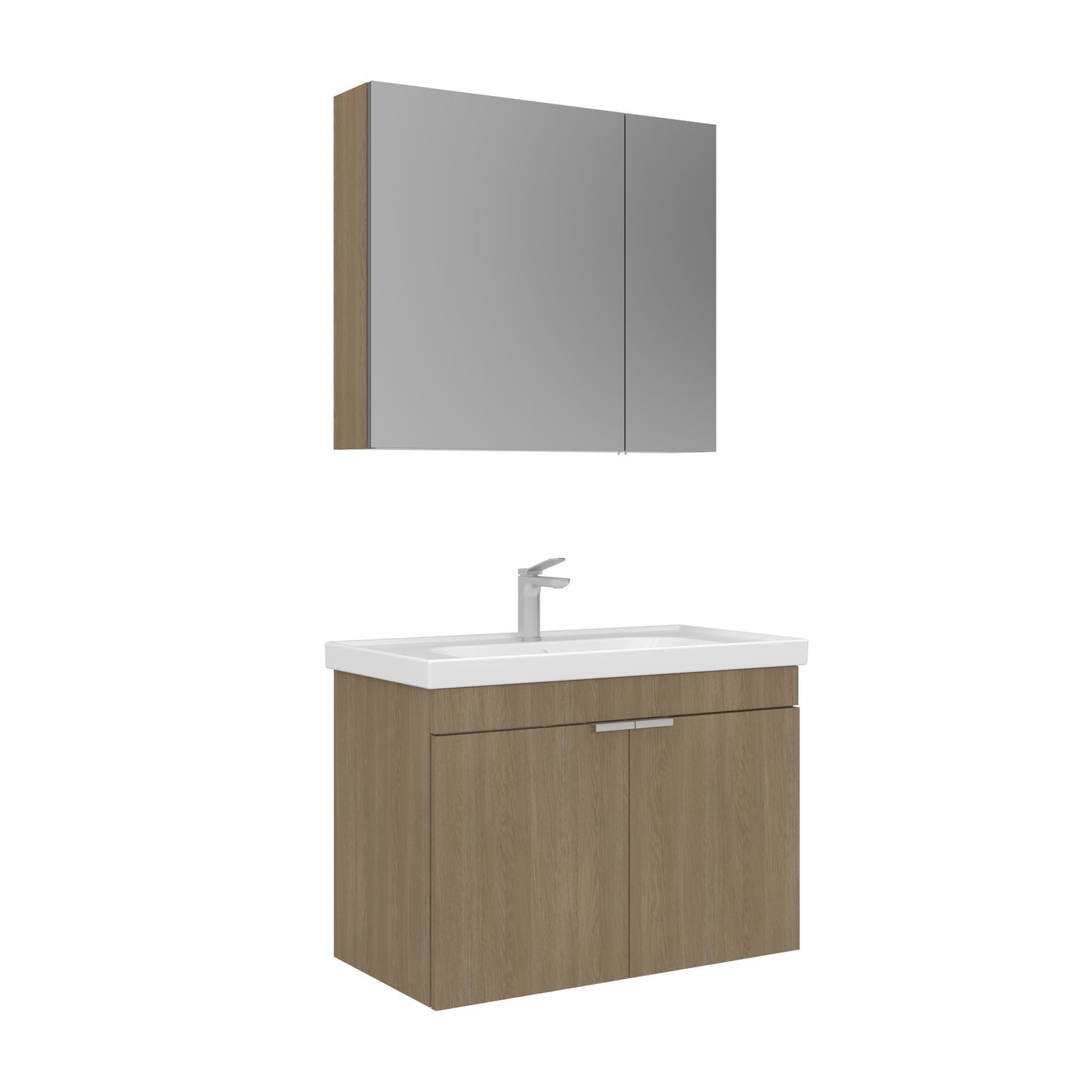 Orka Desna 80 cm Banyo Dolabı Takımı | Ayna Dolaplı | Budva