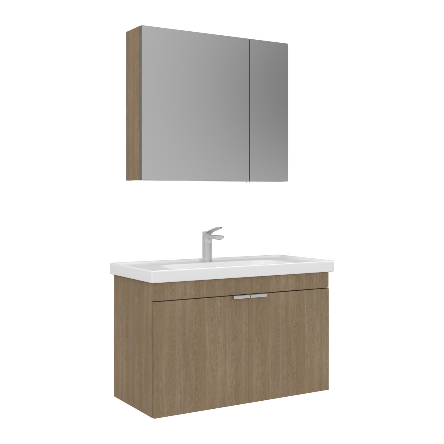 Orka Desna 90 cm Banyo Dolabı Takımı | Ayna Dolaplı | Budva