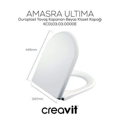Creavit Amasra Ultima Duroplast Yavaş Kapanan Beyaz Klozet Kapağı KC0103.03.0000E