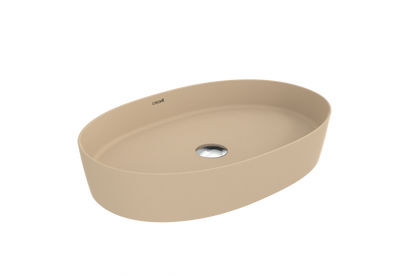 Creavit Loop Oval İnce Masaüstü Setüstü Çanak Lavabo Mat Cappuccino Ø60 cm LP160-00CM00E-0000