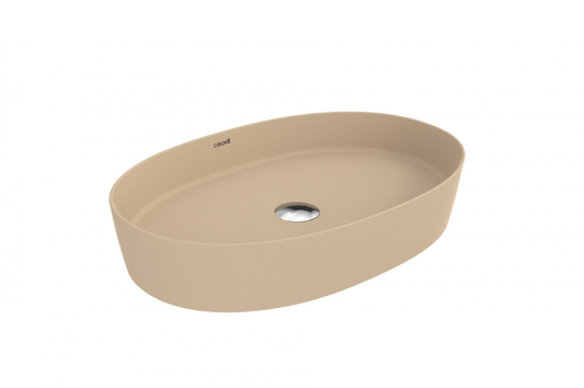 Creavit Loop Oval İnce Masaüstü Setüstü Çanak Lavabo Mat Cappuccino Ø60 cm LP160-00CM00E-0000