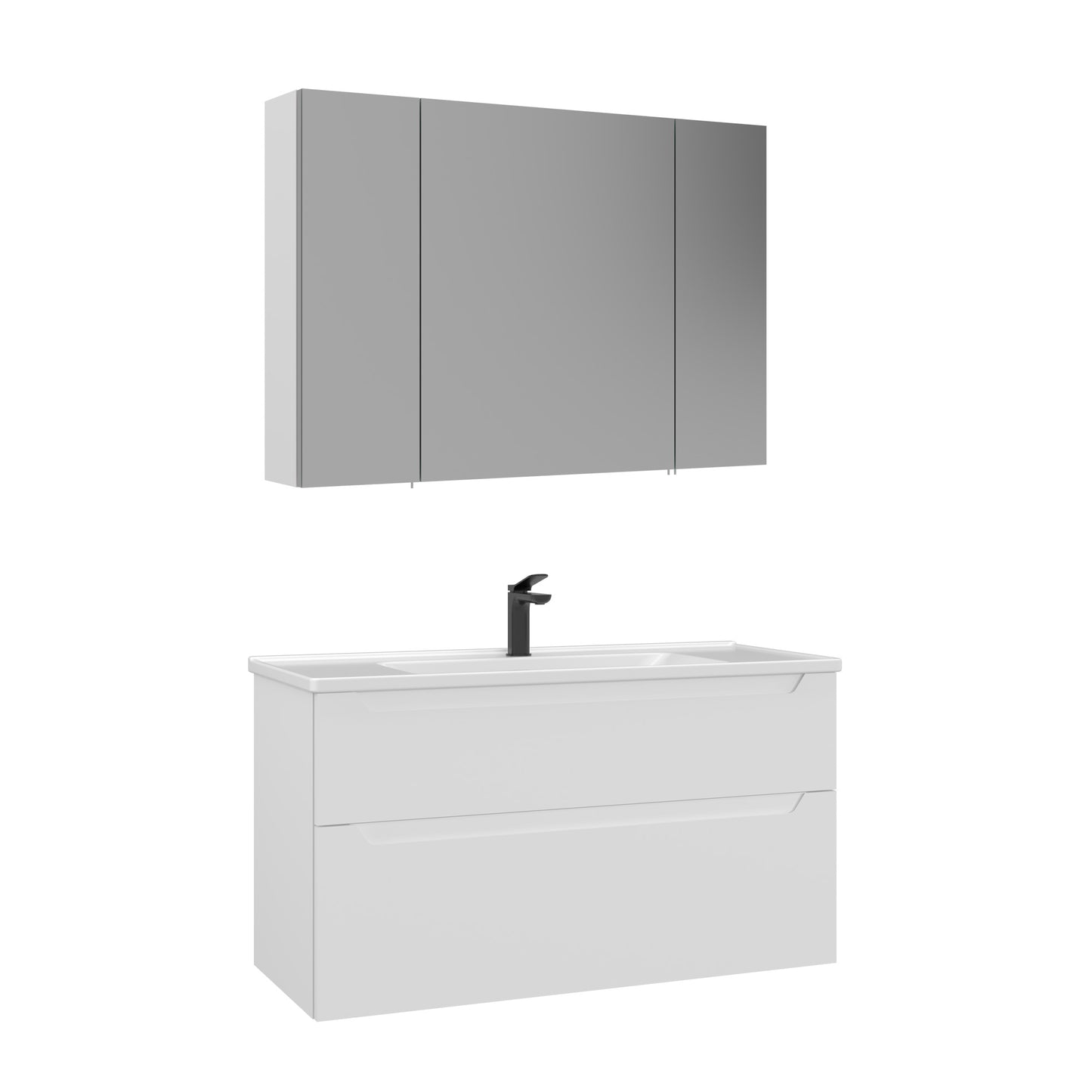 Orka Messina 100 cm Banyo Dolabı Takımı | Ayna Dolaplı | Mat Beyaz