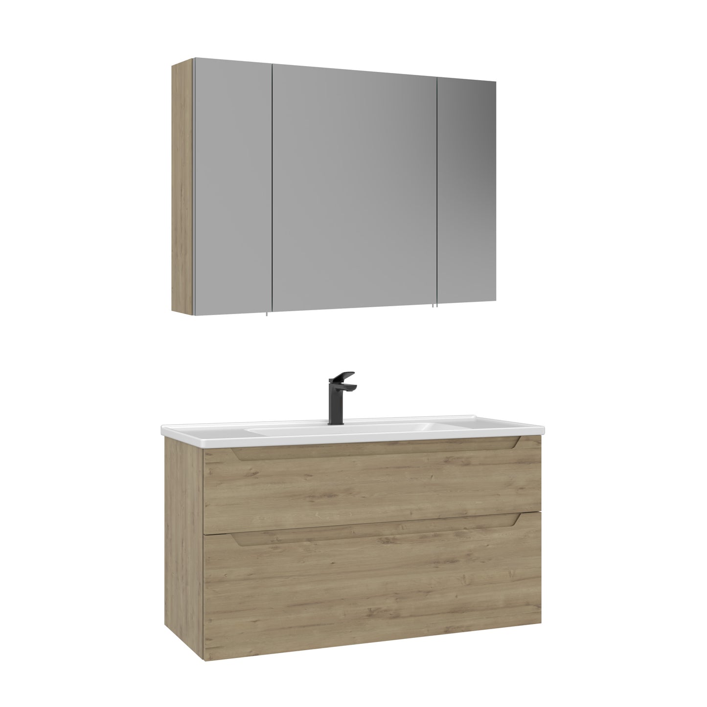 Orka Messina 100 cm Banyo Dolabı Takımı | Ayna Dolaplı | Meşe