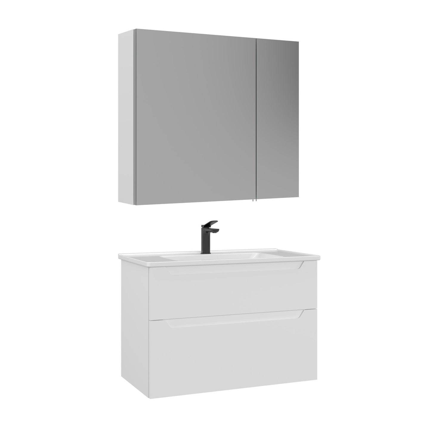 Orka Messina 85 cm Banyo Dolabı Takımı | Ayna Dolaplı | Mat Beyaz