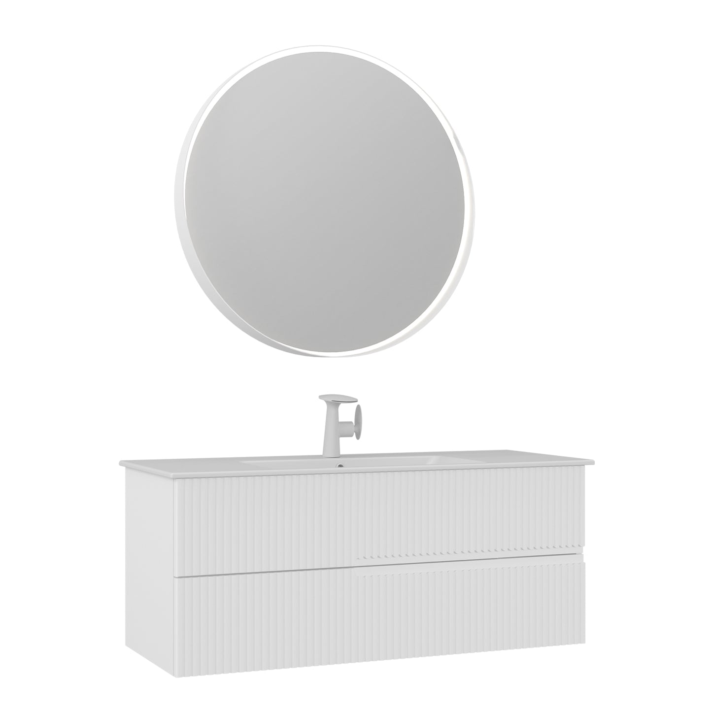 Orka Moonlight 120 cm Banyo Dolabı Takımı | Çift Çekmeceli | Mat Beyaz