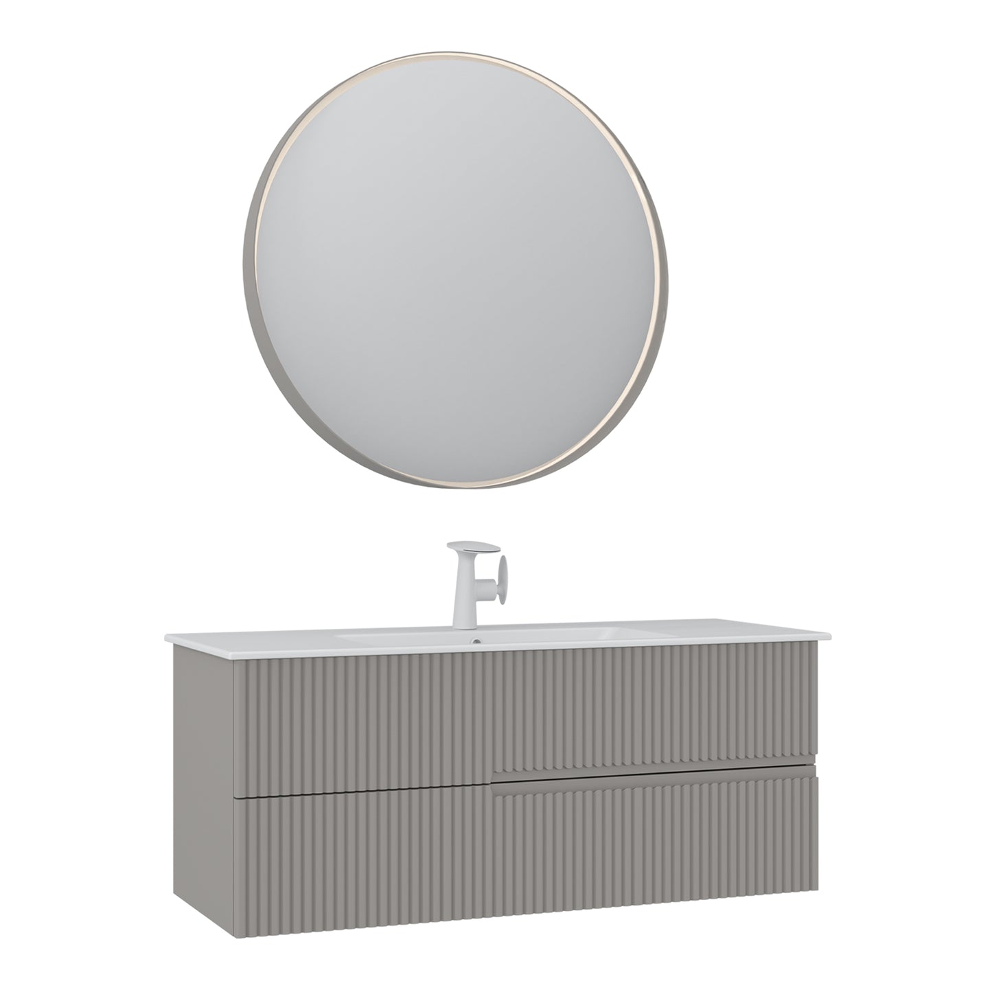 Orka Moonlight 120 cm Banyo Dolabı Takımı | Çift Çekmeceli | Mat Vizon